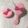 Pink & Black Y2K Bow Airbag Massage Comb – Cute, Portable DIY Hairbrush