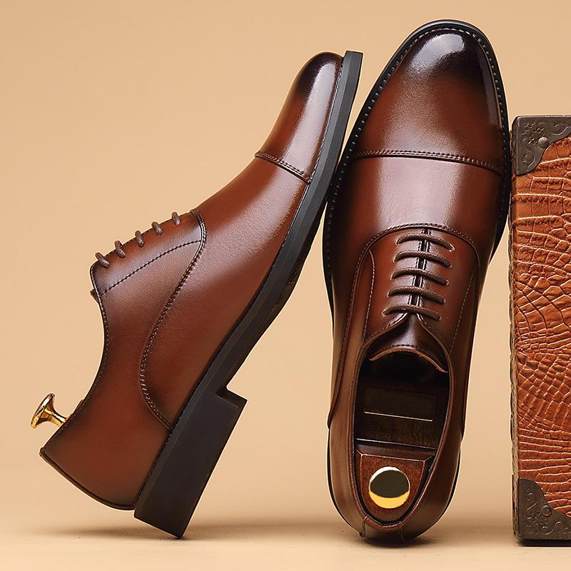 British Men's Dress Leather Shoes Cowhide Pointed Shoes Groom Wedding Shoes Business Casual Men's Shoes Dress Shoes