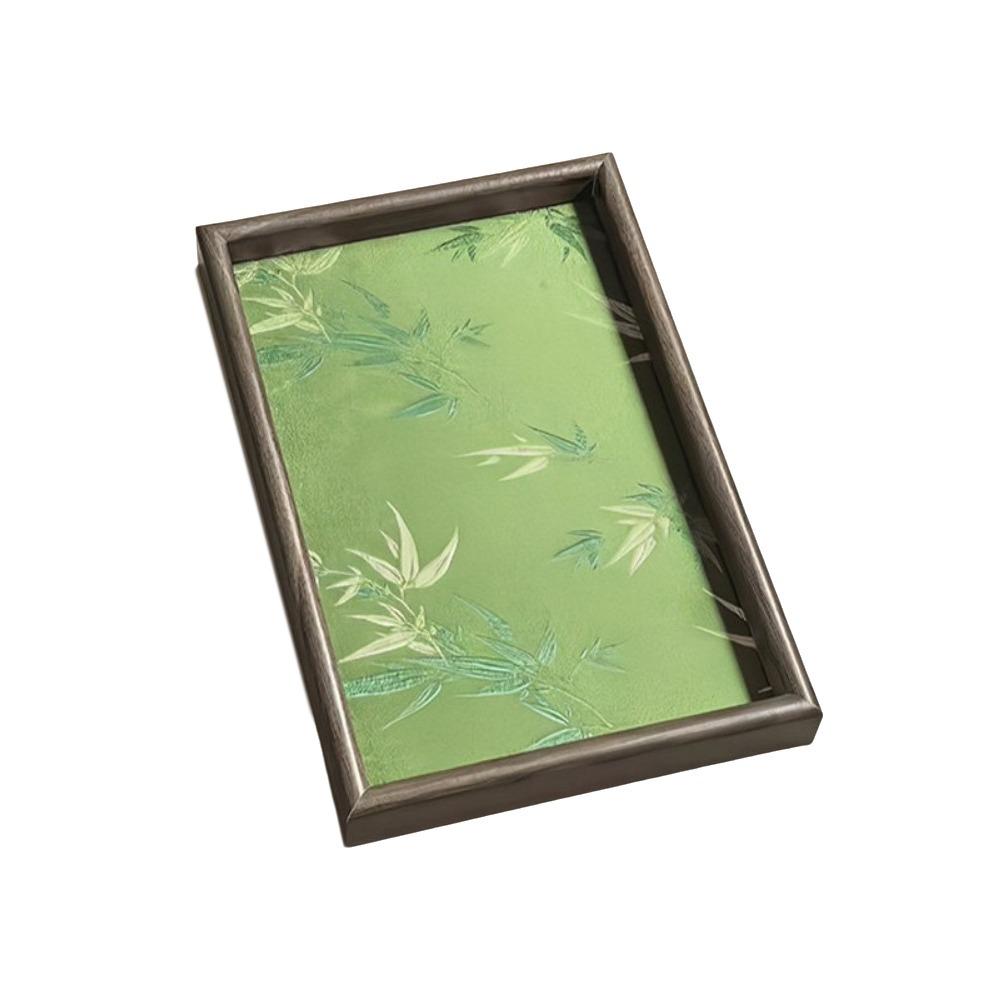 Chinese Style Bamboo Leaf Serving Tray Wooden Rectangular Storage Tray  Desktop