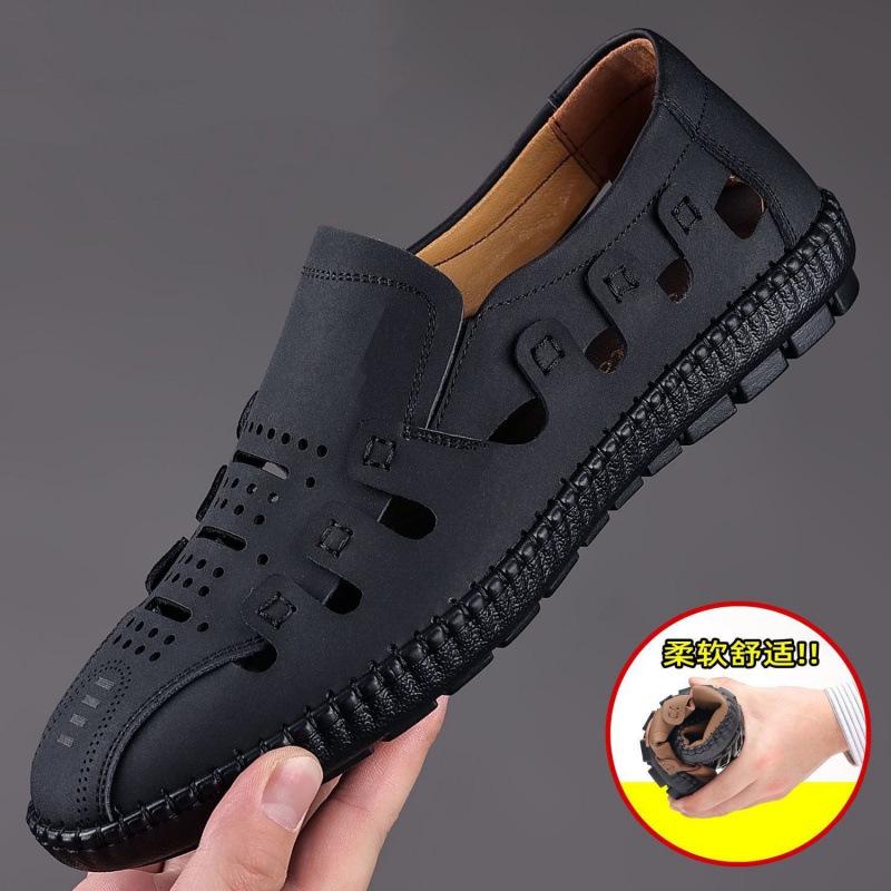 

Men s business casual shoes 2025 summer new breathable mesh cool leather shoes soft sole lightweight versatile Doudou shoes 39