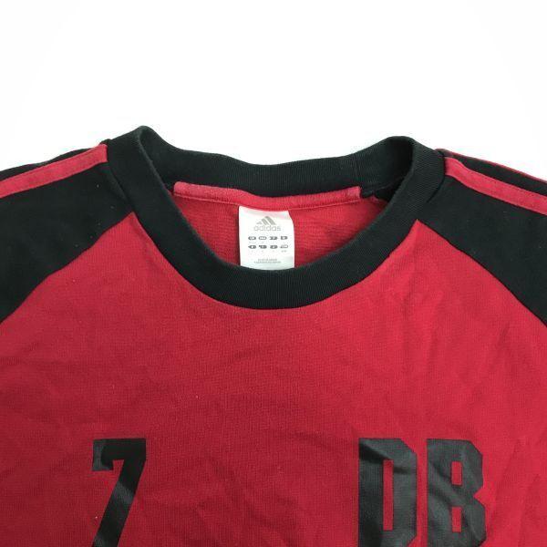 Wyprodukowano w Japonii adidas David Beckham Koszulka z krótkim rękawem O/XL Męska Czerwona BECKHAM AC Milan(UŻYWANY)