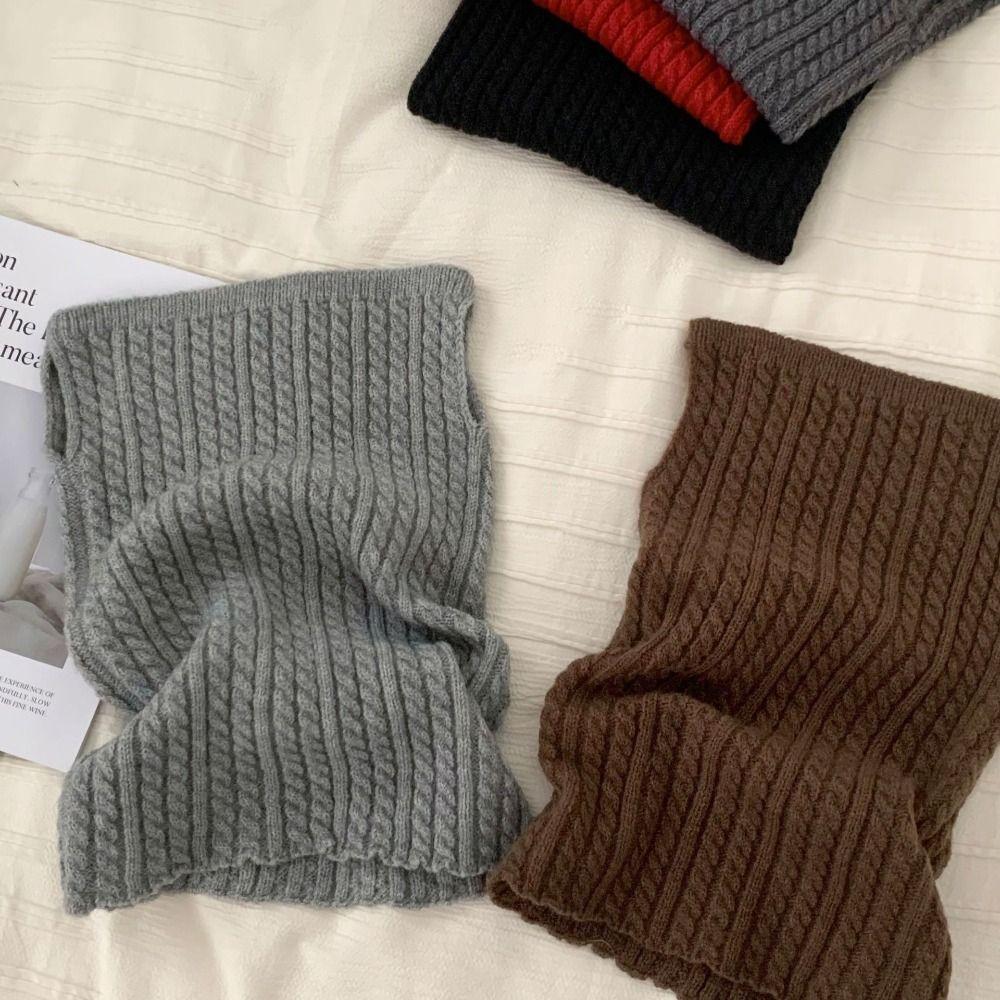 Korean Style Knitted Scarf Solid Color Pullover Wool Bib Retro Turtleneck Fake Collar Student