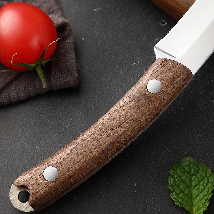 Nerezový nůž na ovoce s pouzdrem Kuchyňský nůž na zeleninu Dřevěná rukojeť Loupací nůž Venkovní přenosný kemping