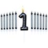 6Pcs 1 to 9 Number Candle For Racers Black and White Checkered Candle Anniversary Truck Candle Cake Topper Festival Candles Cake