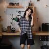 Short Sleeved Checkered Shirts for Women Summer Retro Versatile New Tops Loose Single Breasted Lapel Female's Blouses