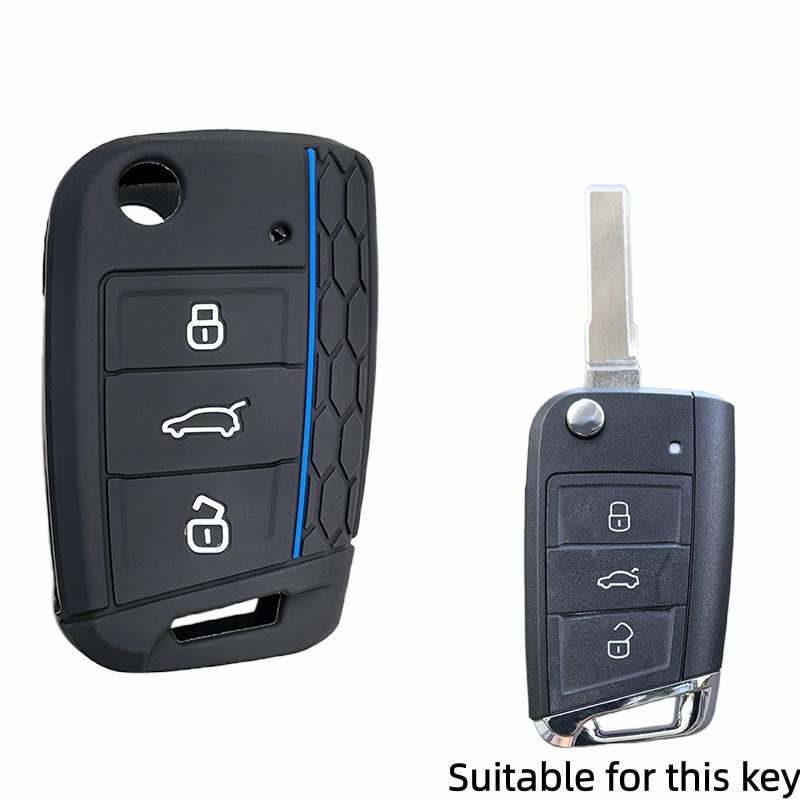 Silicone cover for Volkswagen VW Polo Golf 7 Passat Tiguan MK2 Beetle Ateca Caddy T5 Flip Folding Car Key Case Cover Accessories