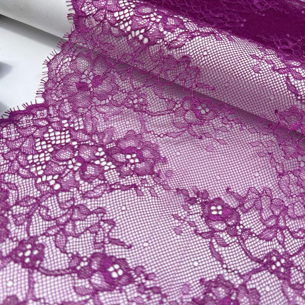 3m x 23cm French Eyelash Lace, Non-stretch Purple Chantilly Lace Trim for Bra, Underwear, Lingerie, Dress, Garment, Sewing & Crafting