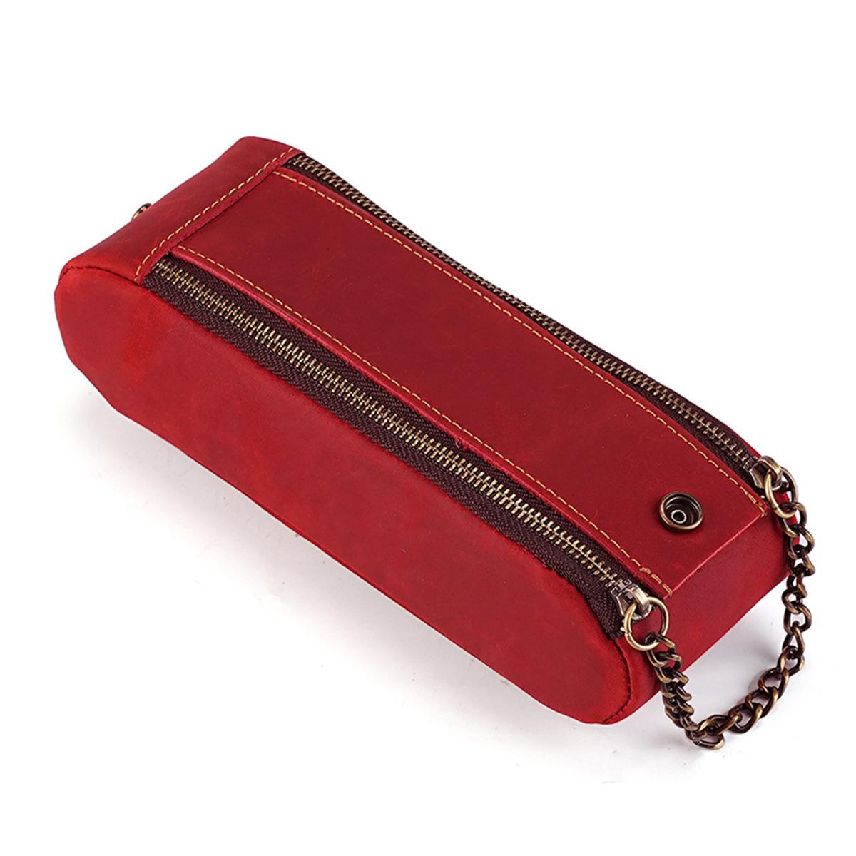 

Leather Pencil Case Organizer Portable Pen Cases Storage for Drawing Pencils and Markers Zipper Stationery Pencil Bags красный