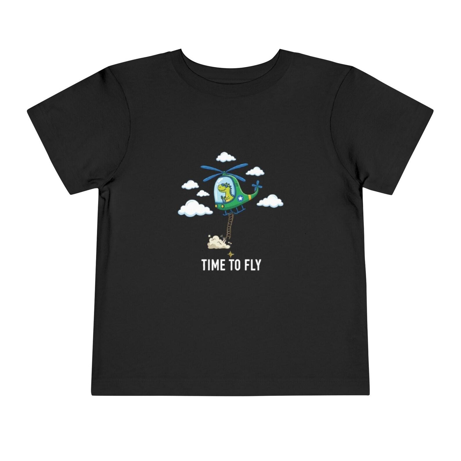 Kids Helicopter Shirt | Dinosaur Pilot Time to Fly Unisex Tee 100
