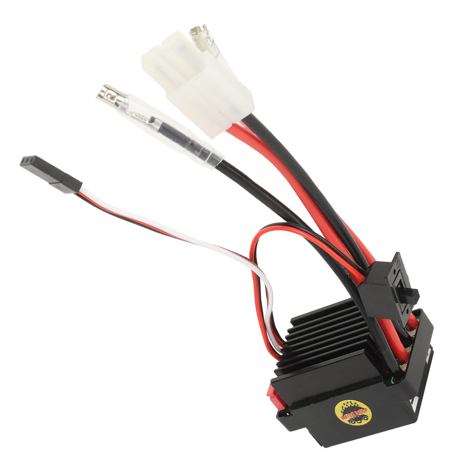 

60A RC ESC Black Brushed Electronic Speed Controller Waterproof Heat Dissipation with BEC 5V 2A Output for RC Car Boat