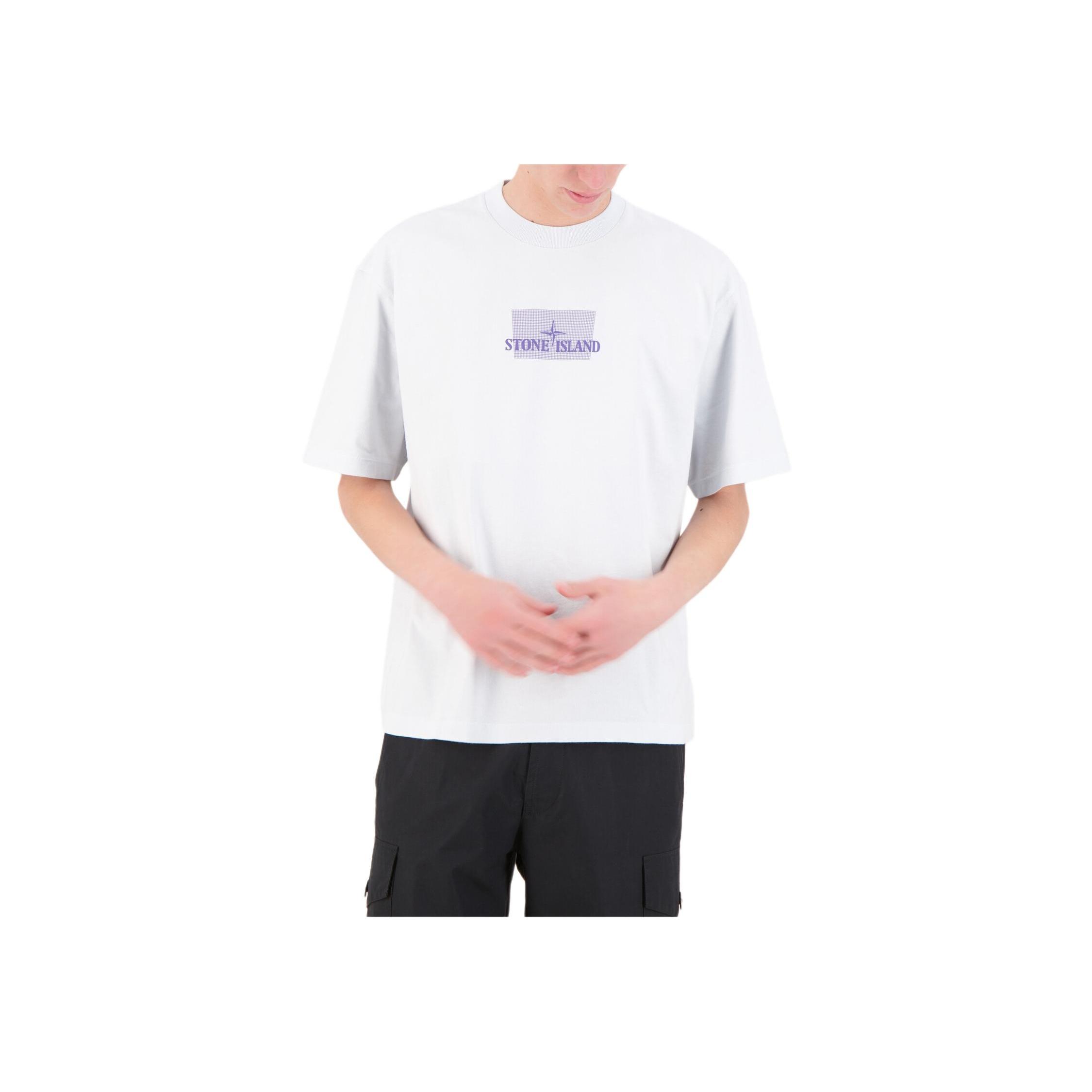 Stone Island Printed Crew Neck Short Sleeve T-Shirt Men Tops Light-Blue K1S152100016S0093-V0041 XL