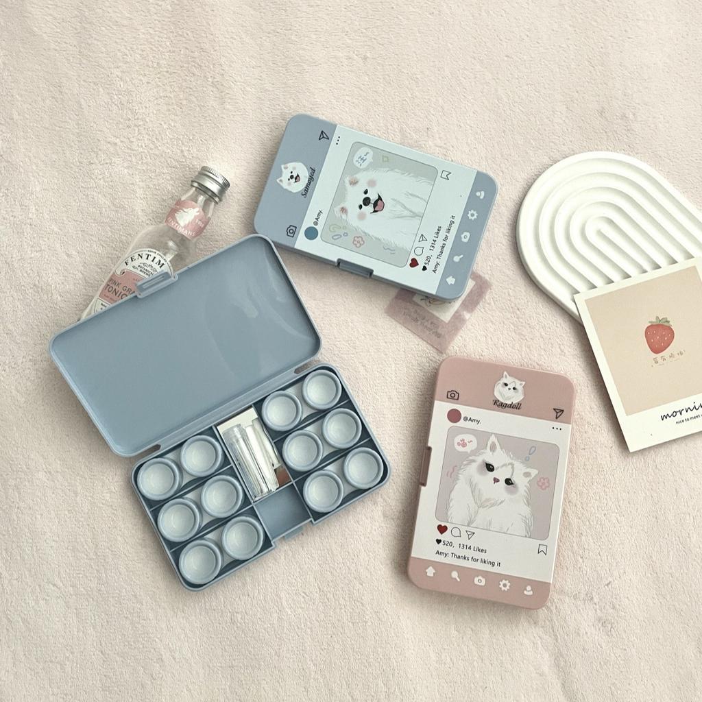 Contact Lens Case Odorless Cartoon Lens Case Contact Lens Storage Box Lightweight For Makeup Bag Travel Suitcase