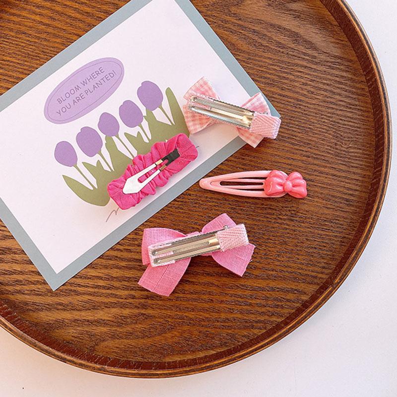 8Pcs/Set Sweet Flower Bow Baby Hair Clip Korean Pink Plaid Dot Bowknot Princess Girls Hairpin Barrettes Kids Hair Accessories
