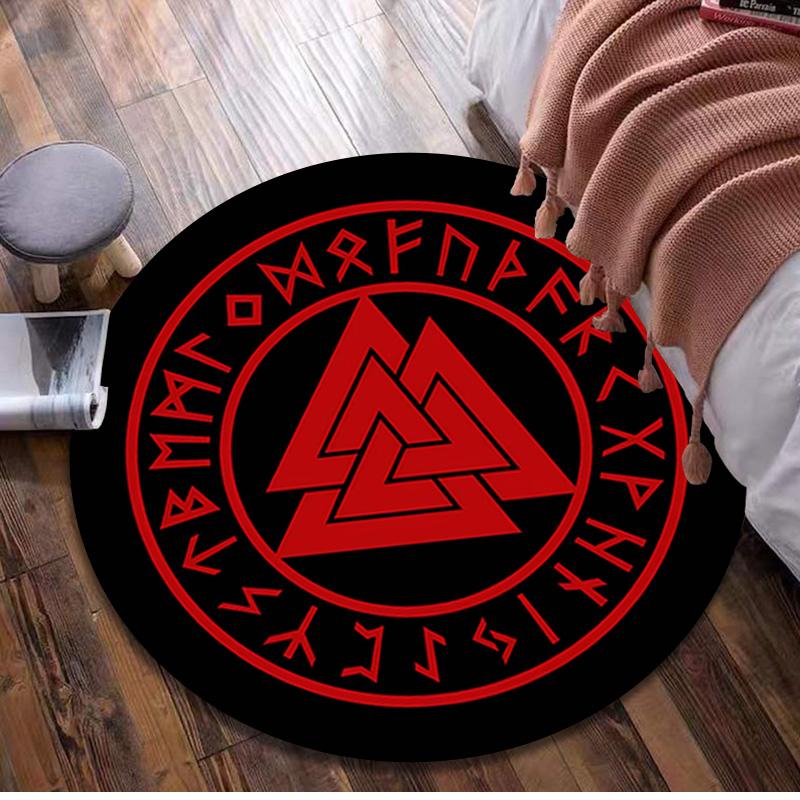Vegvisir Viking Compass Circular Rug - Office Decorative Carpet For Living Room Bedroom Door Mat Floor Rug Computer Chair Area Rug