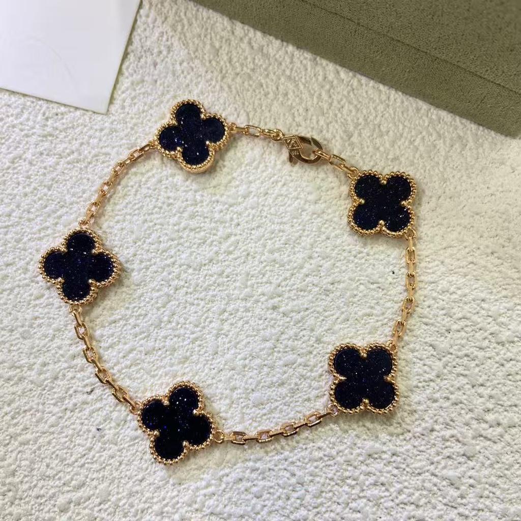 High Version Double-sided Four-leaf Clover Bracelet Fantasy 18K Rose Gold Mother-of-pearl CNC Five-flower Bracelet