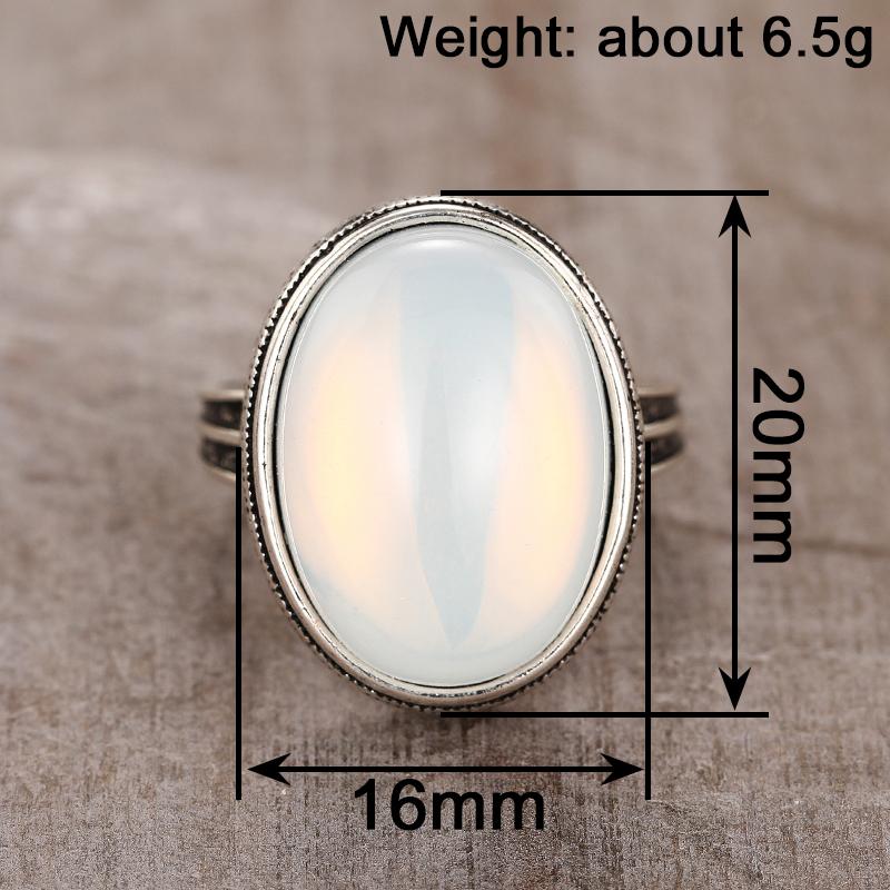 Xiaomi Huitan Elegant Women Ring with Oval Imitation Opal Party Charming Vintage Accessories Engrave Design Silver Color Lady Jewelry