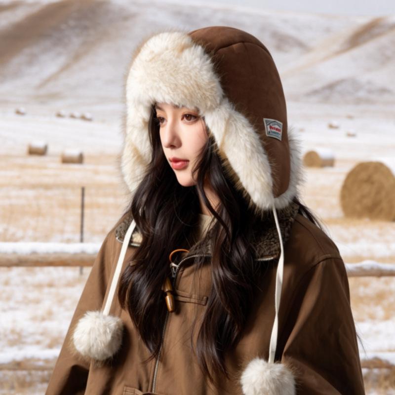 New winter outdoor windproof and warm Lei Feng hat thickened suede ear protection ski hat source direct supply