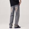 Jeans men's washed old ripped non-elastic floor-mopping pants straight loose trousers retro nostalgic high street jeans