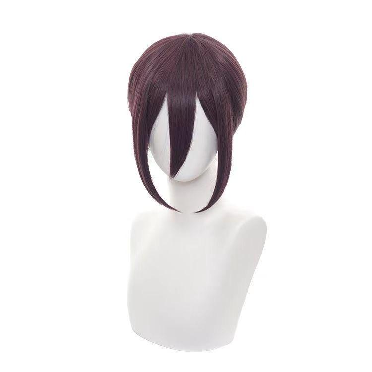Anime Cosplay Wig, Reze Purple Low Bun Short Hair High-Temperature Fiber Synthetic Hairpiece