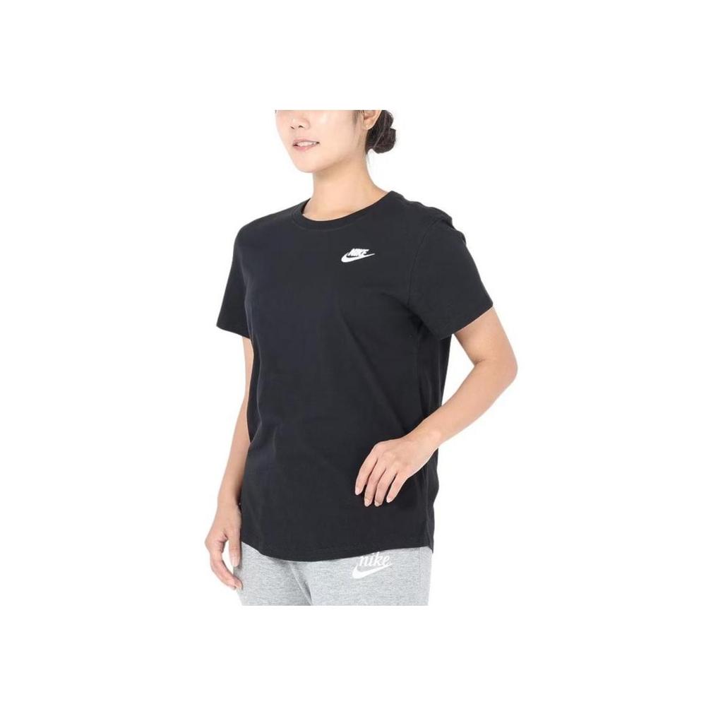 Nike Sportswear Logo Embroidered Crew Neck Short Sleeve T-Shirt Women T-Shirts Black DX7903-010