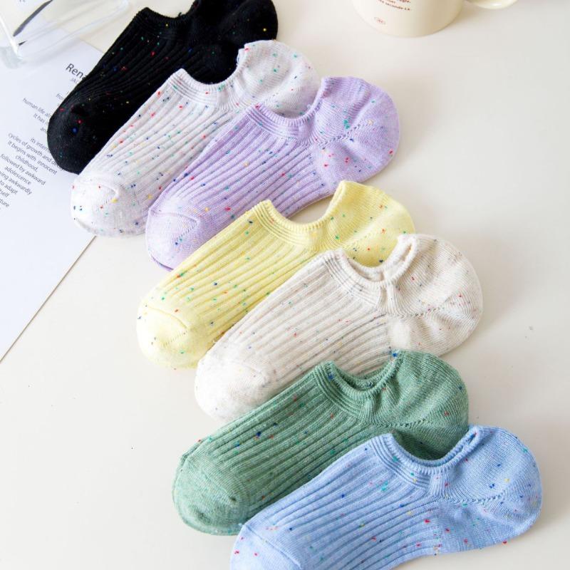 Female Summer Thin Color Point Yarn Invisible Shallow Mouth Does Not Fall with The Boat Socks