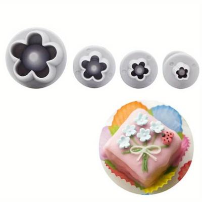 4 ks/sada Pístový vykrajovač květů slivoně Fondantový vykrajovač Sugarcraft Nástroje na zdobení dortů DIY Příslušenství na pečení sušenek Kuchyň