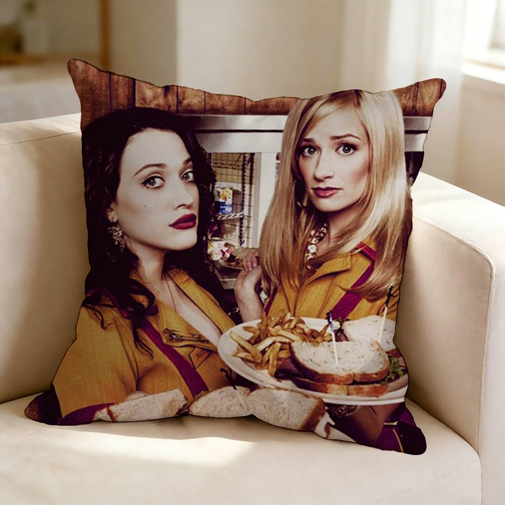 T-The sitcom 2 B-Broke Girls Square Double-Sided printed Pillow Case Bedroom Bedside Pillow Sofa Cushion Cover