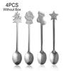 Hi 4 Pcs / Set of Stainless Steel Christmas Style Comfortable Kitchen Coffee Spoon