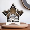 Muslims Mosque Sculpture Moon Star Wooden Handmade Miniature Model Eid Mubarak Gift Islamic New Year Decor Home Desktop Ornament