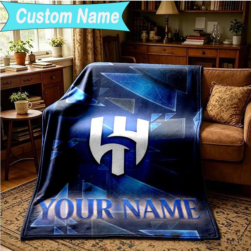 1PC Custom Name Blanket Hilal FC Crest Flannel Blankets Patterns Throw Blanket All-Season Soft Gift for Couch, Bed, Camping, Birthday Gifts