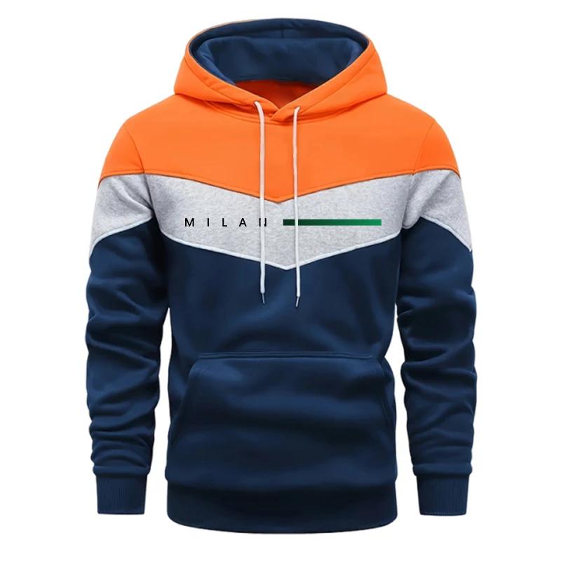 

Мужские уличные шик-вайбы Комфортный мягкий пуловер Итальянская мода Мужские толстовки с капюшоном Осень Зима Повседневные спортивные худи 3XL