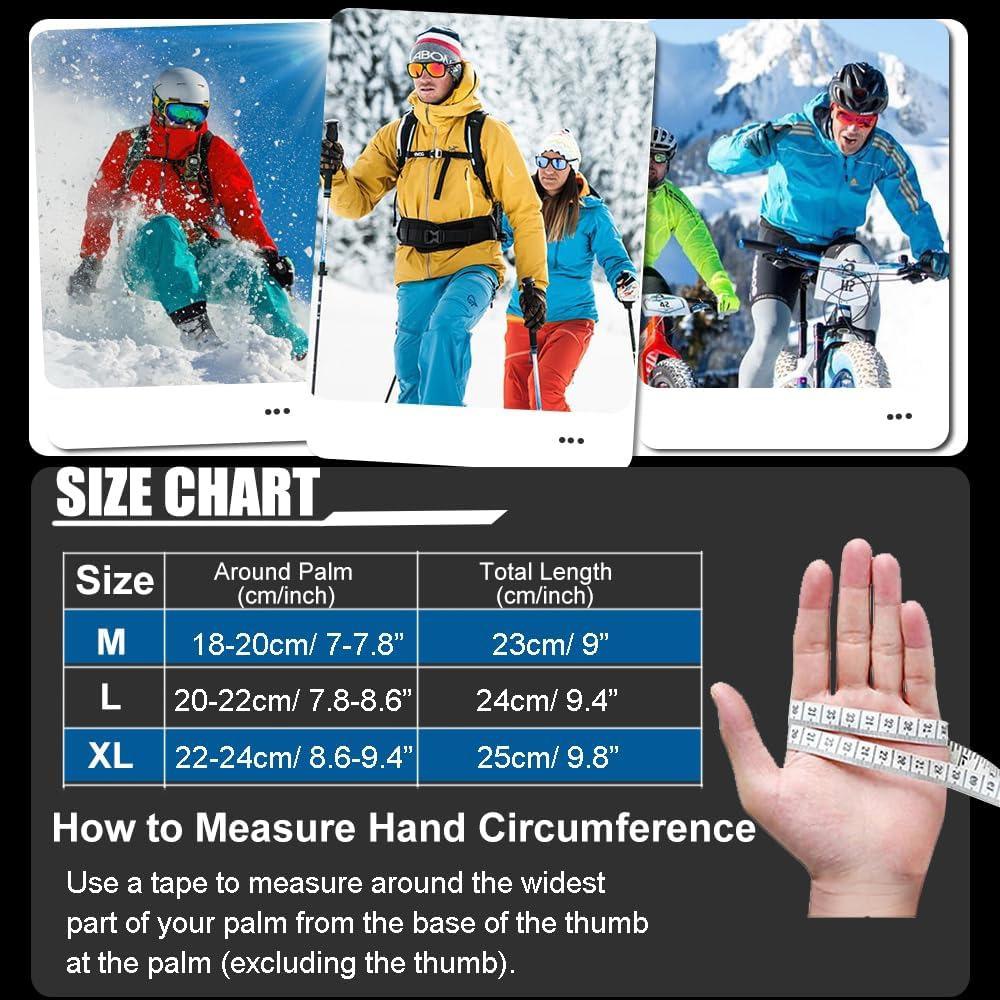 Tralow Winter Waterproof Ski Gloves Men Women Touchscreen Snow Thermal Warm Cold Weather Cycling Running Hiking