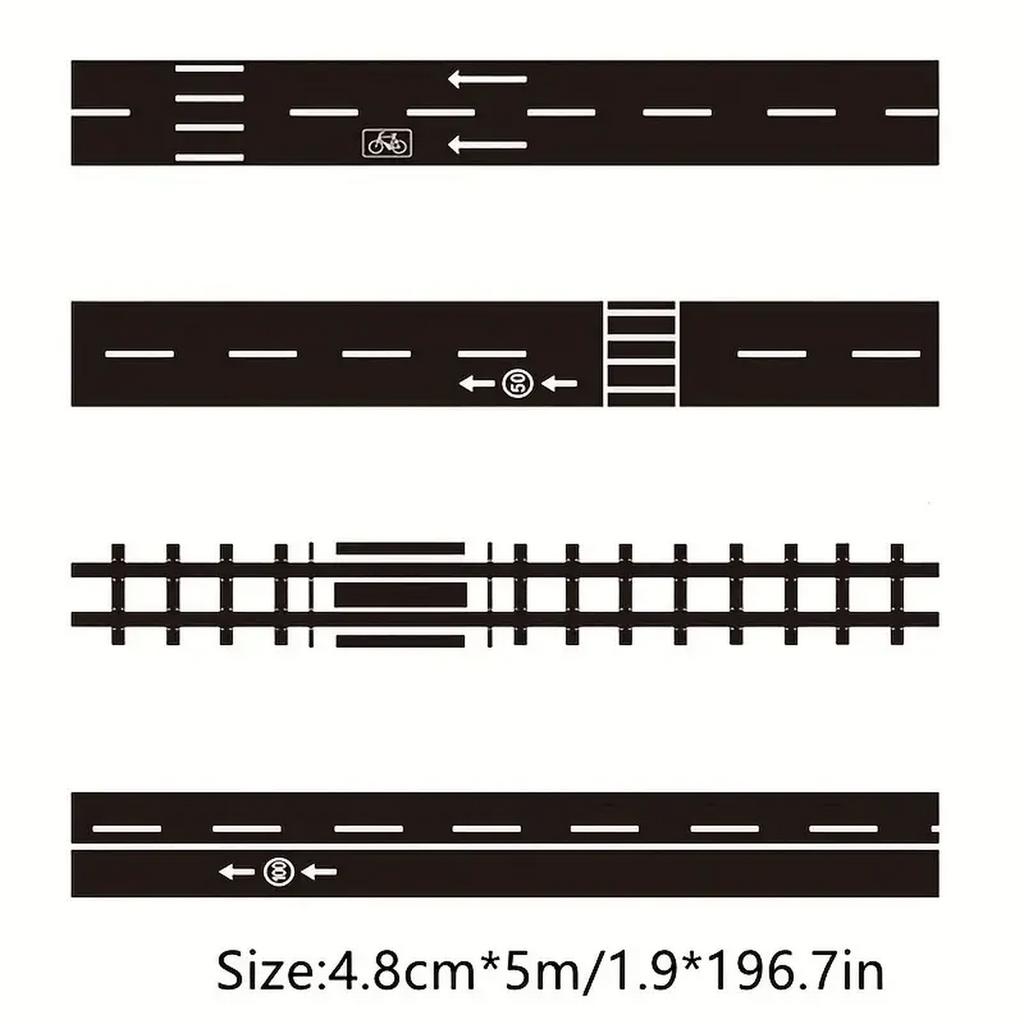 Creative Transportation Railway Road Craft Masking Tape DIY Scrapbook Sticker Labels 1.89 Inch for Car Games