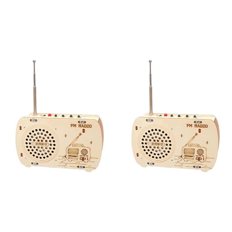 

A58Z 2X Збери радіо Набір для складання Радіо з дерева Електронний навчальний набір Інтерактивний будівельний Науковий експеримент Електронні набори