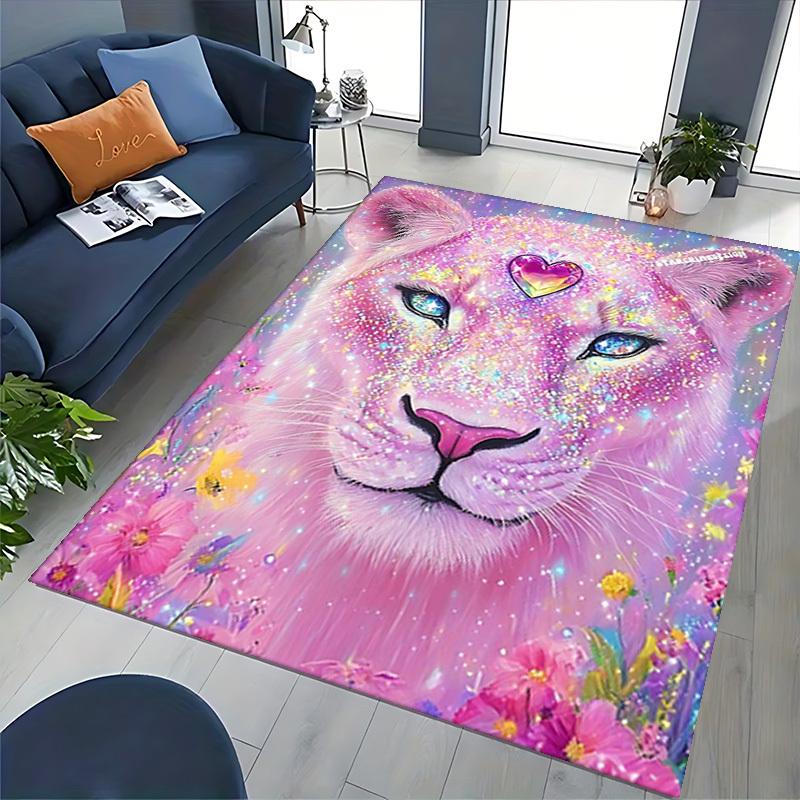 1pc Glowing Lioness Office Chair Mat - Sparkling Heart Design, Anime Cartoon Style, Non-Slip Rug for Home and Office Decor, Suitable for All Seasons.H