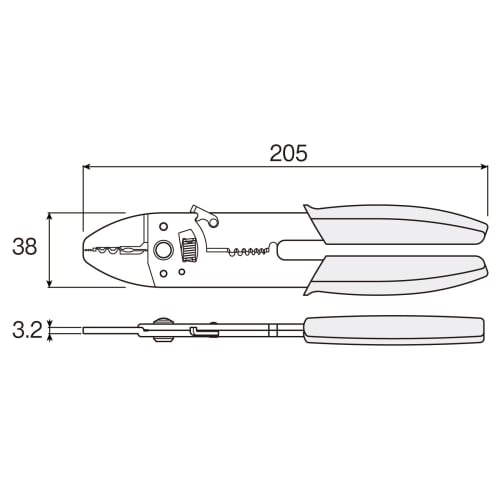 HOZAN P-704 Crimping Tool (for bare and insulated crimp terminals) with crimping pliers, screw cutter, and stripper for automotive maintenance