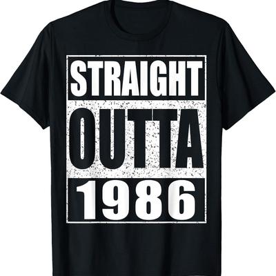 Directement sorti de 1986 Unisexe Femme 39ème Anniversaire Mode T-shirt Imprimé Topos Style Décontracté Col Rond Manches Courtes Regular Streetwear