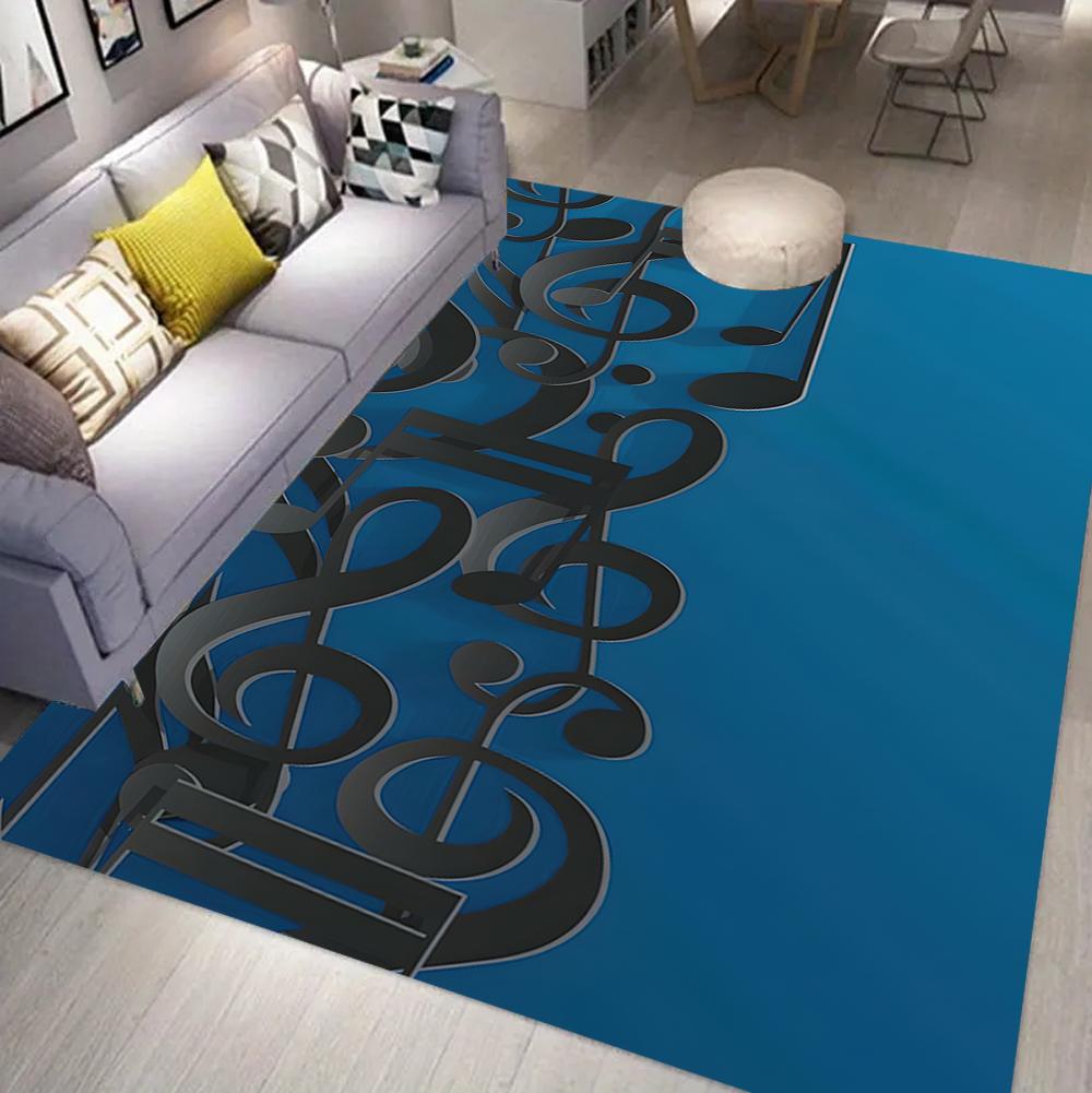 

Black Background 3D Piano Keys Music Pattern Carpet Artistic Music Decor Non-Slip Soft Mat for Living Room Bedroom 40x60cm