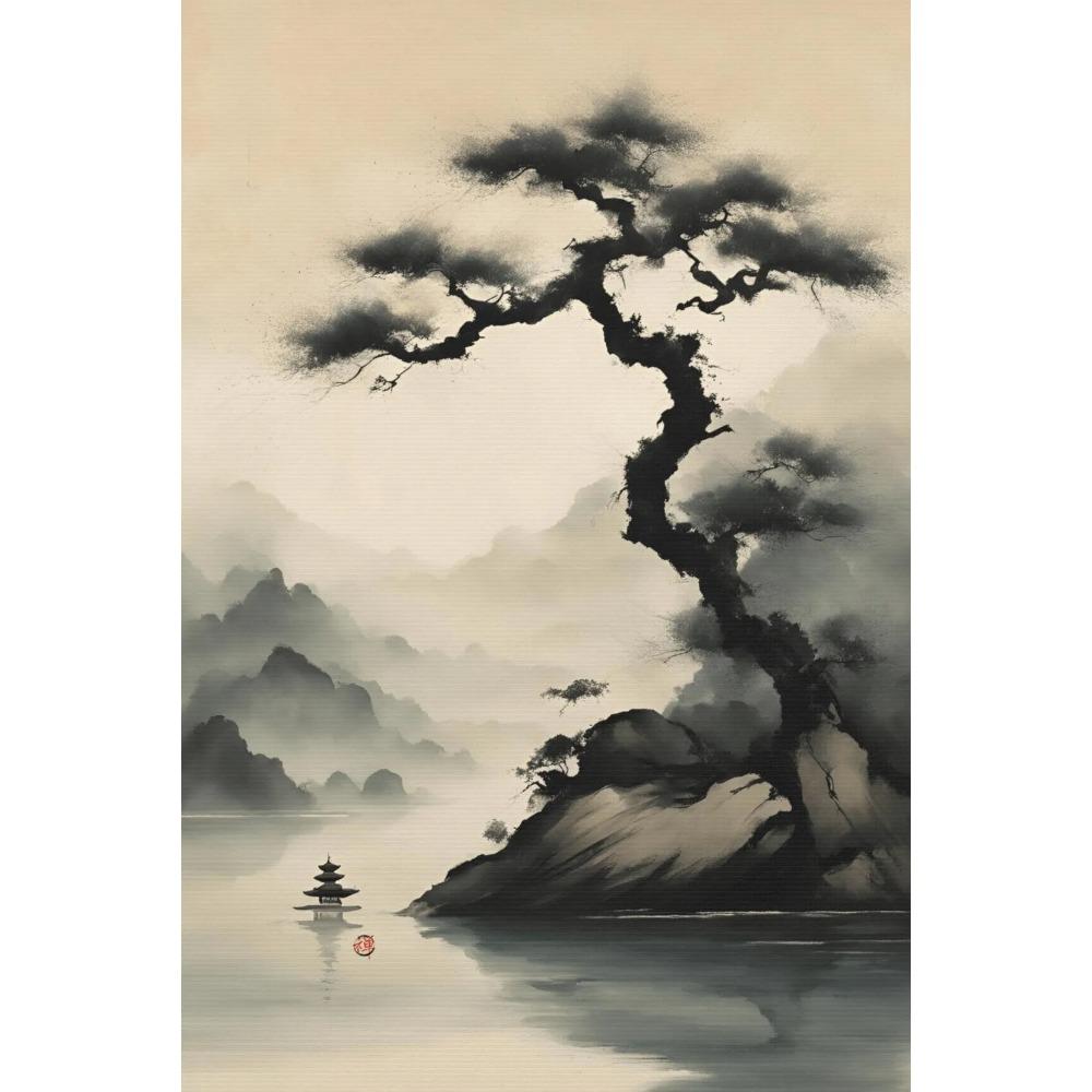 Pósteres Minimalistas Zen Japandi Impresiones de Arte Japonés con Tinta sobre Papel Pintura en Lienzo Imágenes de Arte de Pared Decoración Moderna de Moda para el Hogar