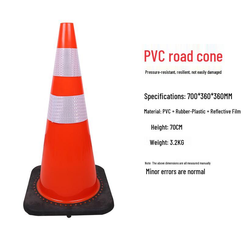 70cm Reflective Traffic Cone with Black Base