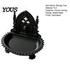 Dark Niche Desk Decor Church Carving Design Storage Box, Matte Black Desktop Organizer for Rings Gothic Home Ornament Bracelets Goth Decor, Style Tray