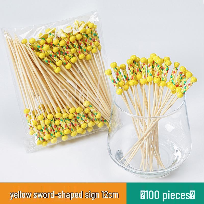 Colorful Bamboo Fruit Forks & Cocktail Skewers - Decorative & Disposable for Baking & Events