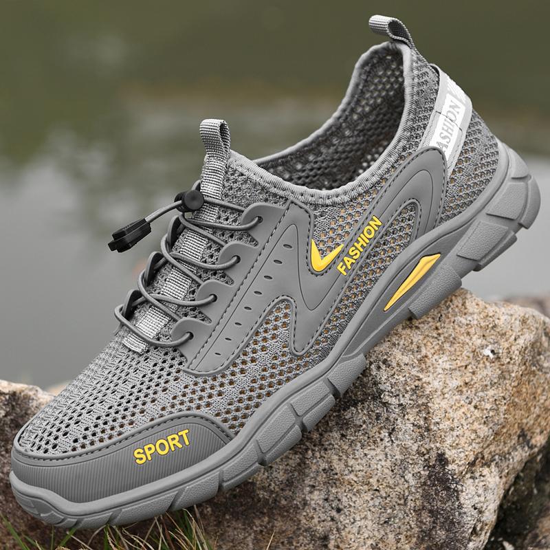 Men's Walking Sneakers Outdoor Anti Slip Wear-resistant Mesh Shoes Summer Lightweight Elastic Band Wading Shoes Size 38-46