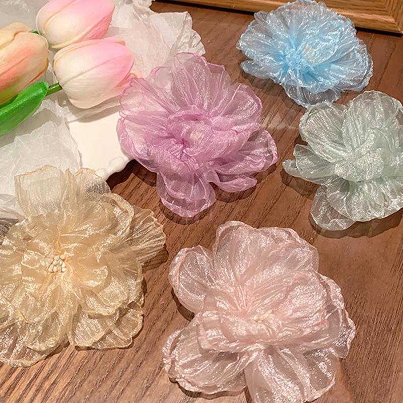 Fashion Sweet Mesh Flower Hairpin Side Clip Sweet Hair Clip For Women Girls Simulated Flower Hairpin Headdress Hair Accessories