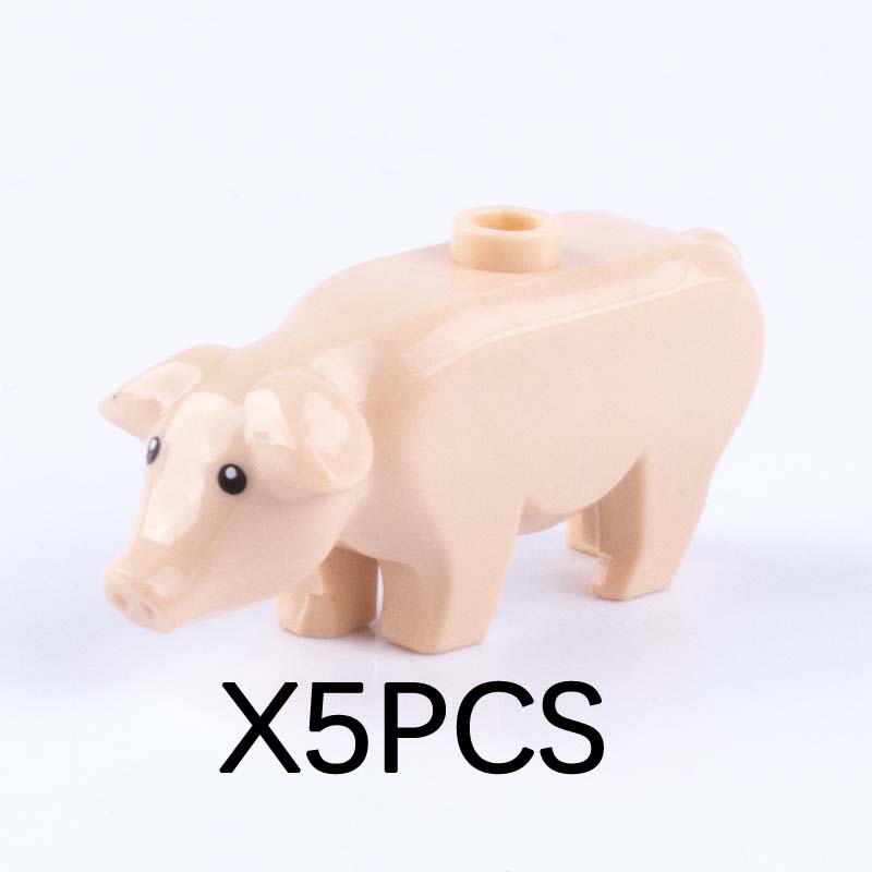 MOC Animal Building Blocks DIY Pig Fishes Octopus Penguin Turtles Figures Toys Set City Farm Zoo Accessories Bricks Kid Gift