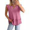 women's Ruffle V Neck Sleeveless Blouse Casual Loose Fit Summer Tunic Tops