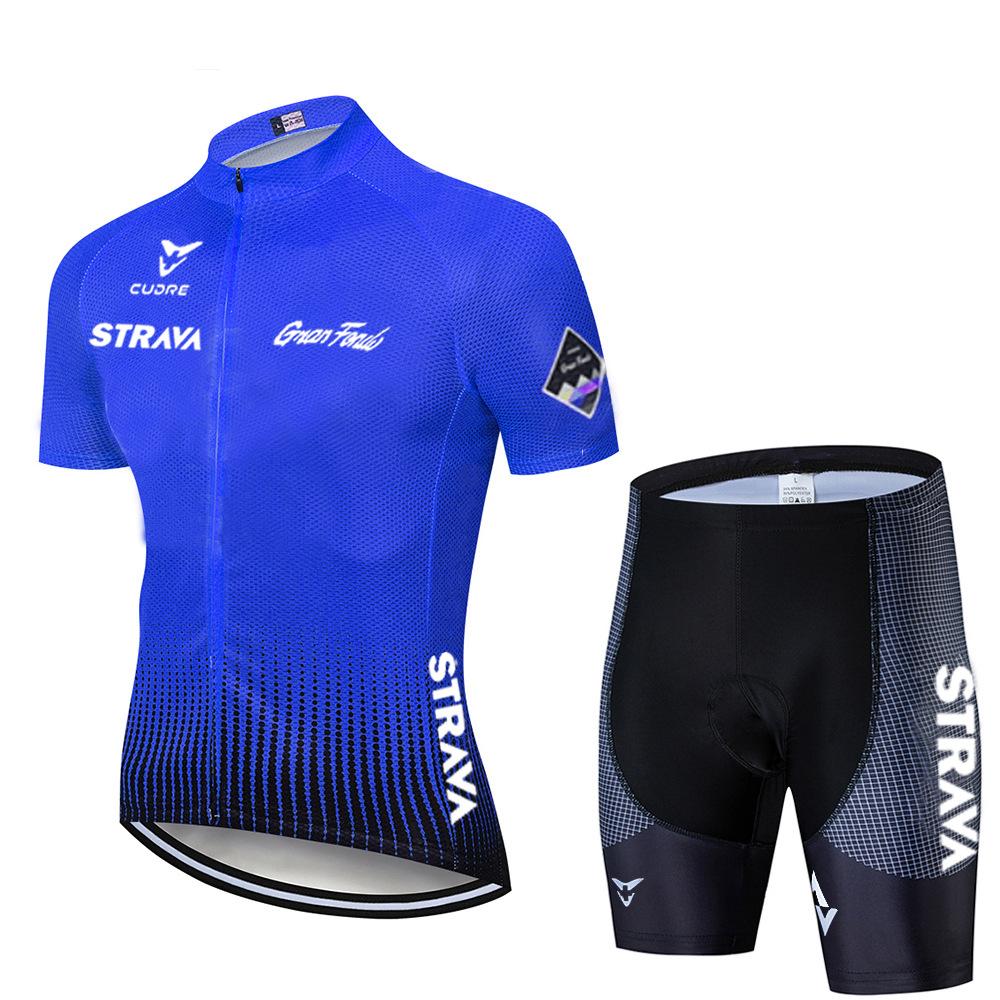 Summer STRAVA Cycling Suit Set for Men Breathable Sweat-wicking Cycling Suit Road Bike Sportswear