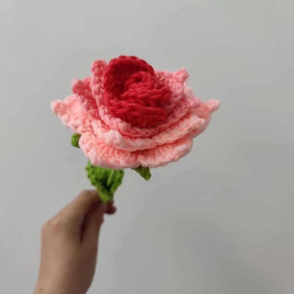 Handmade Sharp-Edged Knitted Wool Rose - Valentine's Day Gift