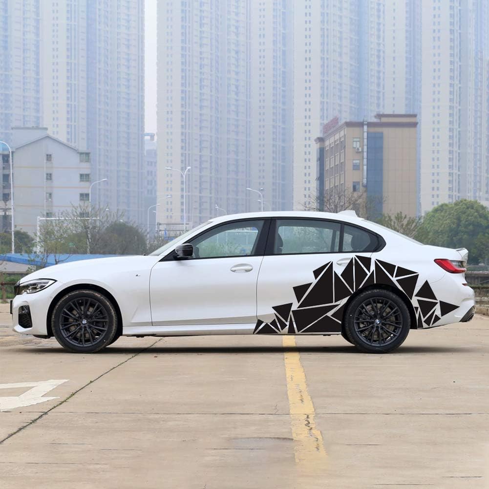 Unique Triangles Vinyl Car Side Stickers Long Stripe Big Car Decals Door Sticker Vinyl Sports Racing Decals Decorative Car Body Decoration