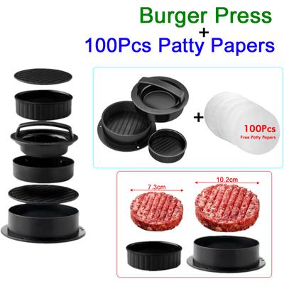 Hamburgerpers Met 100 Patty Vellen Rond Anti-aanbak Vlees Rundvlees Grill Burgerpers Patty Vorm